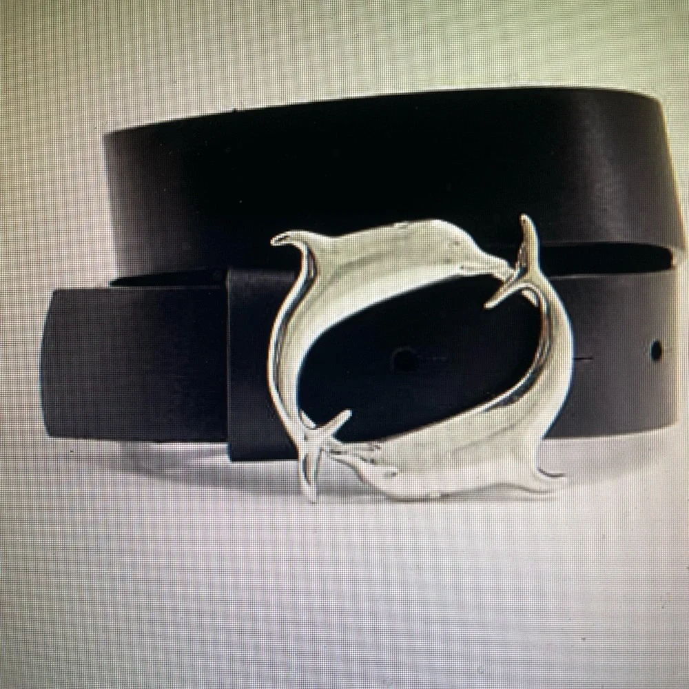 New ASOS black faux leather dolphins buckle belt - Picture 1 of 5